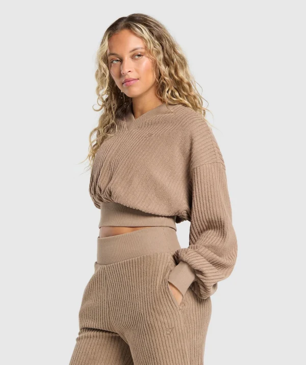 Fashion Gymshark Cropped Cord Sweater SoulBrown