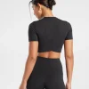 Discount Gymshark Crossover Crop Top Black