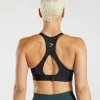 Clearance Gymshark Cut Out Back High Support Sports Bra, B/C-E/F Black