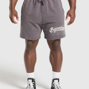 Online Gymshark Distressed Graphic 7" Shorts BrushedPurpleAcidWash