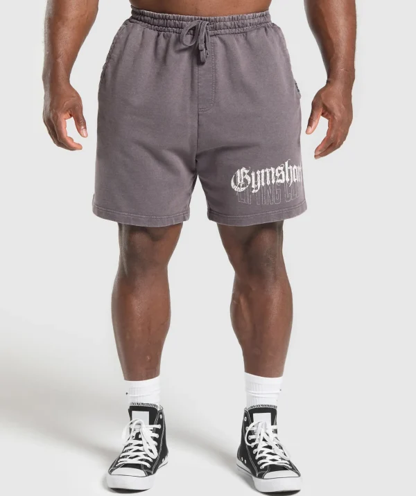 Online Gymshark Distressed Graphic 7" Shorts BrushedPurpleAcidWash