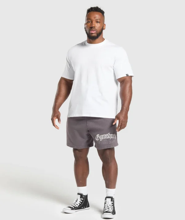 Online Gymshark Distressed Graphic 7" Shorts BrushedPurpleAcidWash