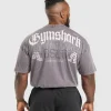 Clearance Gymshark Distressed Graphic T-shirt BrushedPurpleAcidWash