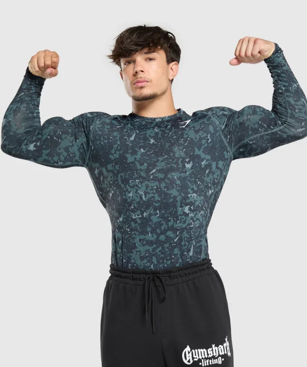 Discount Gymshark Element Baselayer Long Sleeve T-Shirt TitaniumBlue