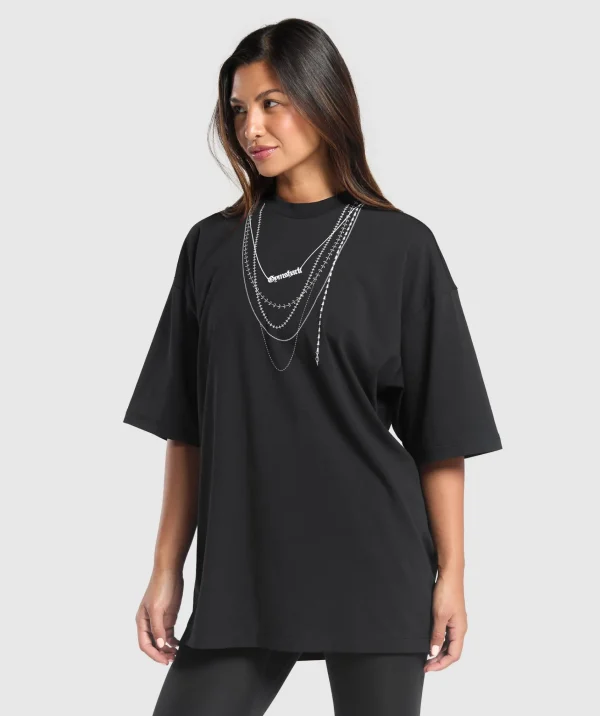 Best Gymshark Elevate Chain Oversized T-Shirt Black