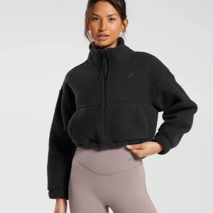 Online Gymshark Elevate Fleece Midi Jacket Black