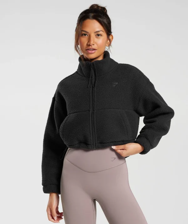 Online Gymshark Elevate Fleece Midi Jacket Black