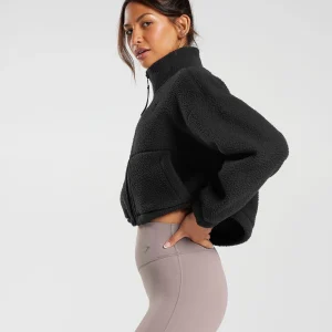 Online Gymshark Elevate Fleece Midi Jacket Black