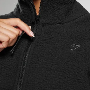 Online Gymshark Elevate Fleece Midi Jacket Black