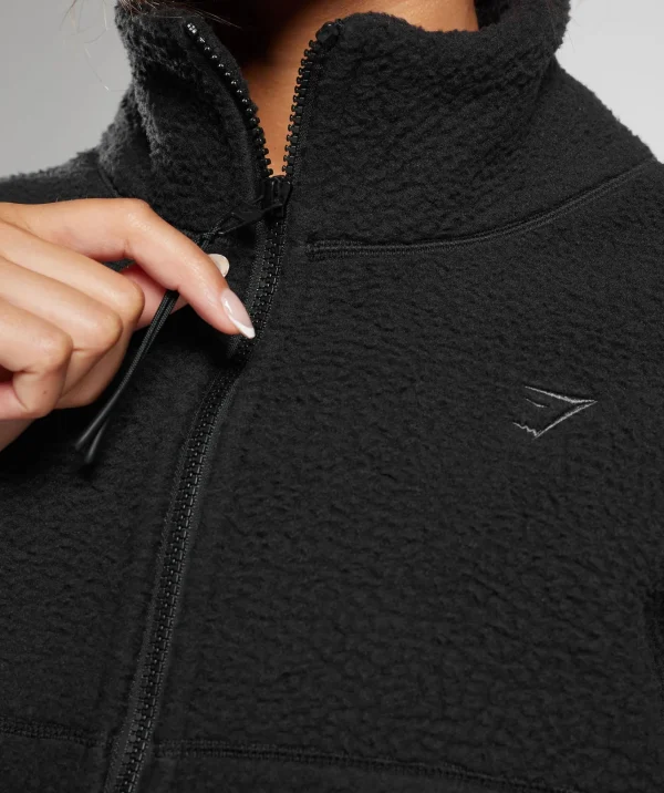 Online Gymshark Elevate Fleece Midi Jacket Black