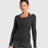 Online Gymshark Elevate Long Sleeve Top Black