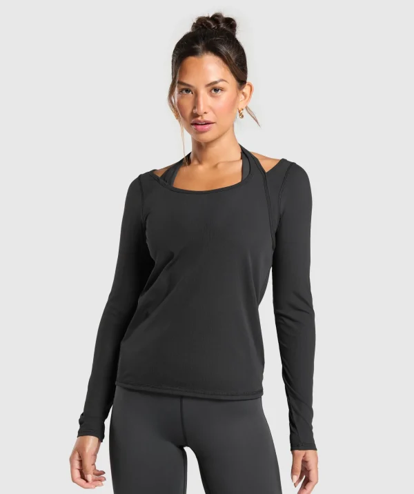 Online Gymshark Elevate Long Sleeve Top Black