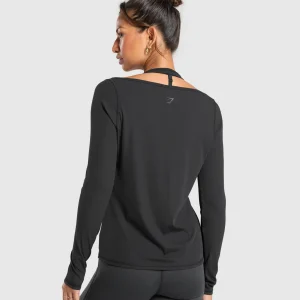 Online Gymshark Elevate Long Sleeve Top Black