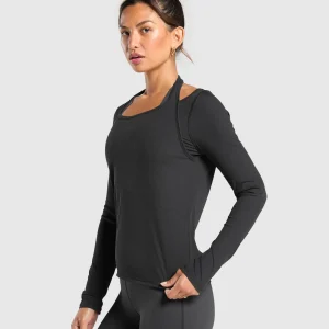 Online Gymshark Elevate Long Sleeve Top Black