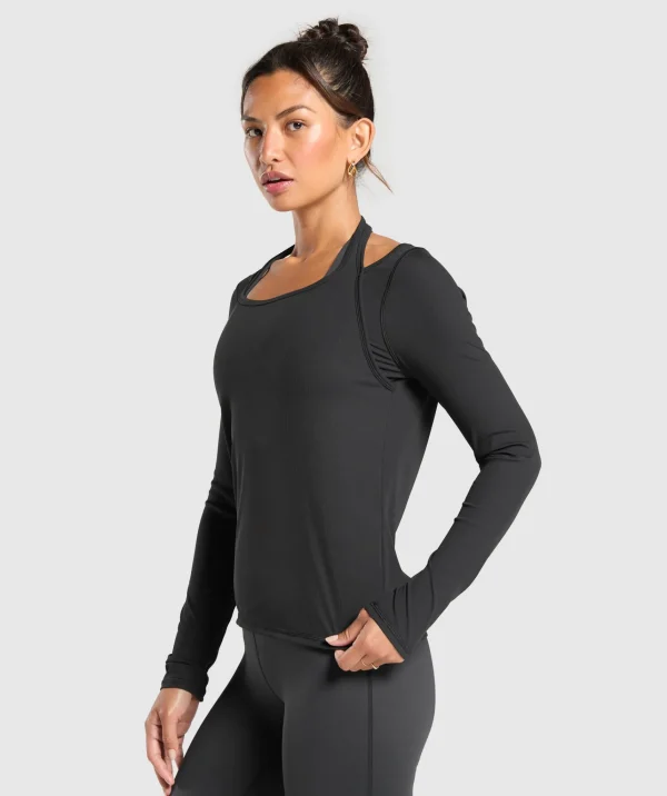 Online Gymshark Elevate Long Sleeve Top Black