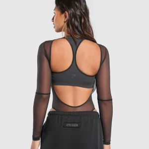 Hot Gymshark Elevate Mesh Bodysuit Black