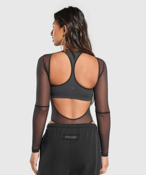 Hot Gymshark Elevate Mesh Bodysuit Black