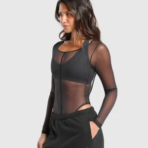 Hot Gymshark Elevate Mesh Bodysuit Black