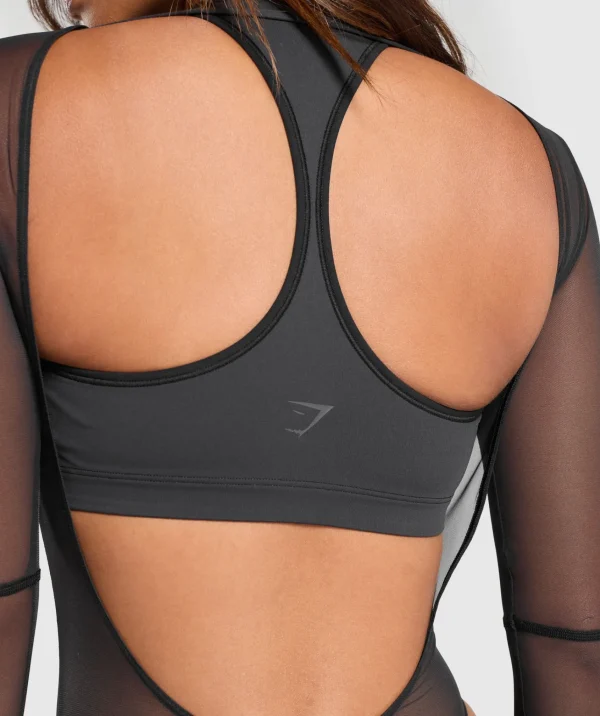 Hot Gymshark Elevate Mesh Bodysuit Black