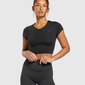 Outlet Gymshark Elevate Ruched Crop Top Black