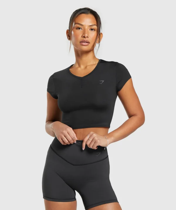 Outlet Gymshark Elevate Ruched Crop Top Black