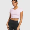 New Gymshark Elevate Ruched Crop Top LemonadePink