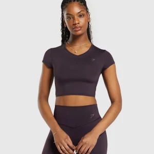 New Gymshark Elevate Ruched Crop Top PlumBrown