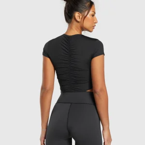 Outlet Gymshark Elevate Ruched Crop Top Black