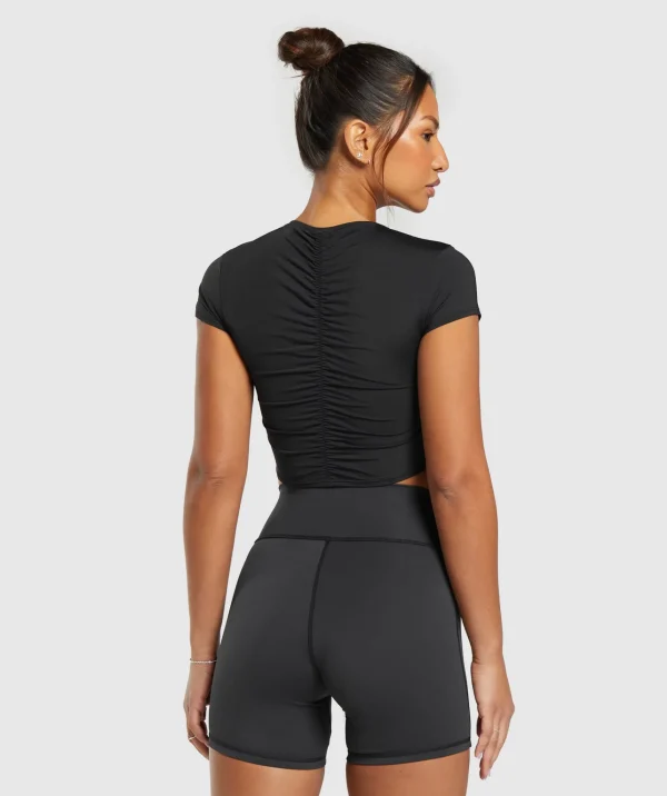 Outlet Gymshark Elevate Ruched Crop Top Black