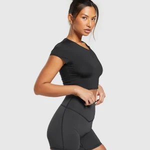 Outlet Gymshark Elevate Ruched Crop Top Black