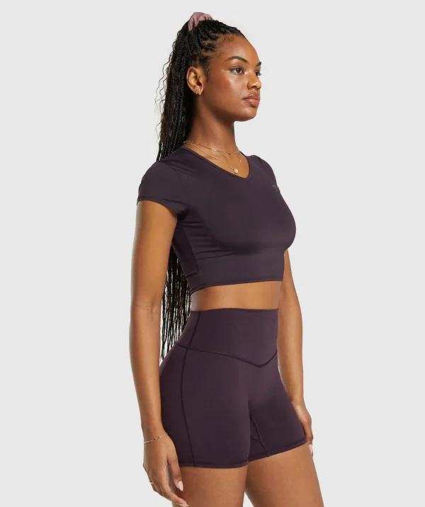 New Gymshark Elevate Ruched Crop Top PlumBrown