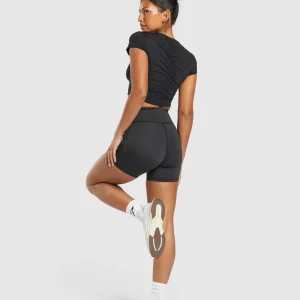 Outlet Gymshark Elevate Ruched Crop Top Black