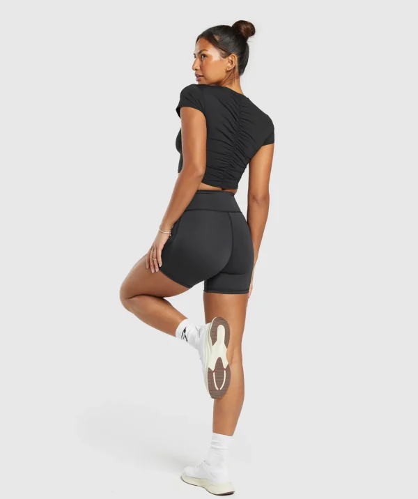 Outlet Gymshark Elevate Ruched Crop Top Black