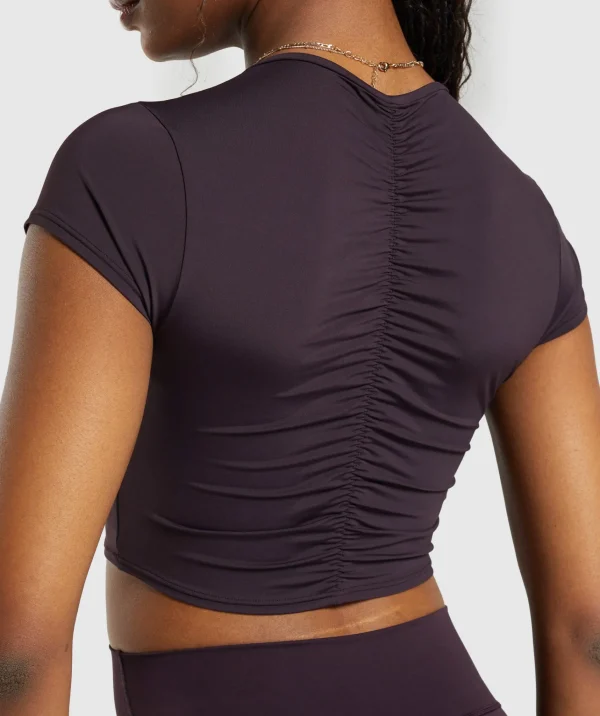 New Gymshark Elevate Ruched Crop Top PlumBrown