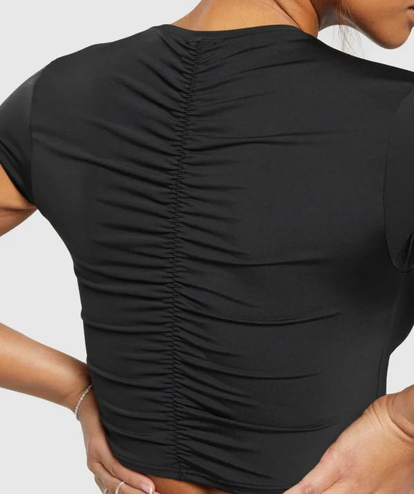 Outlet Gymshark Elevate Ruched Crop Top Black