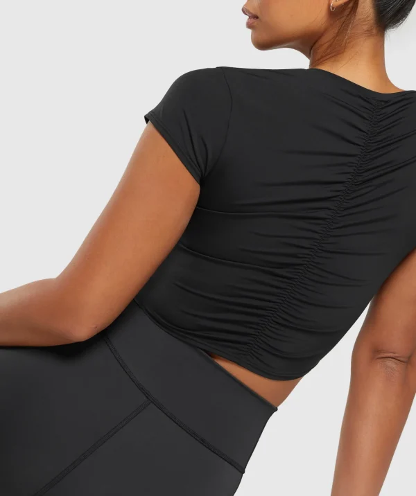 Outlet Gymshark Elevate Ruched Crop Top Black