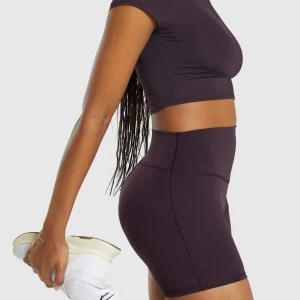 New Gymshark Elevate Ruched Crop Top PlumBrown