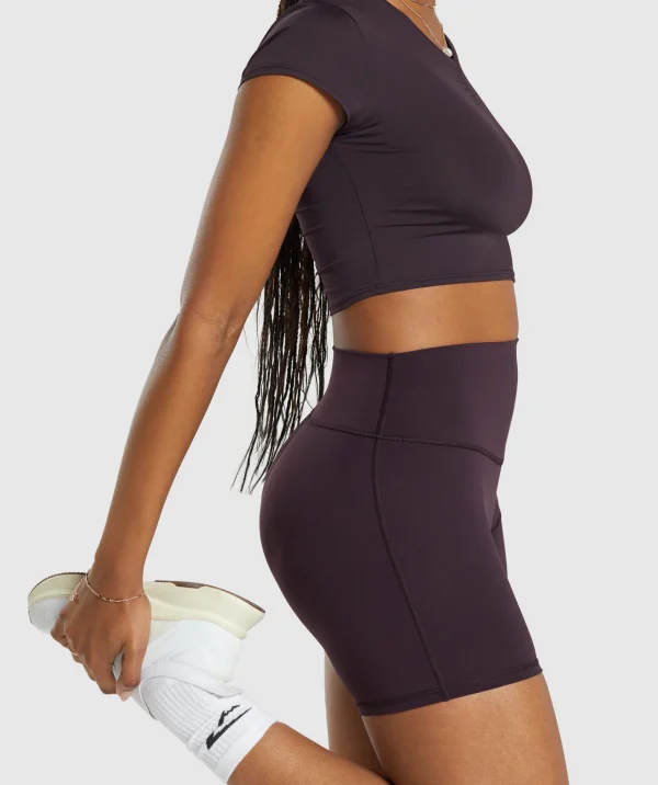 New Gymshark Elevate Ruched Crop Top PlumBrown