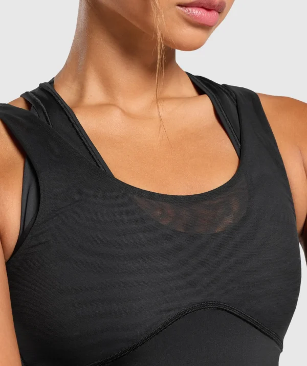 Online Gymshark Elevate Tank With Shelf Black