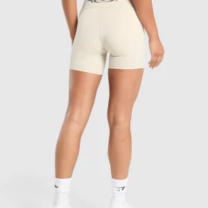 Discount Gymshark Elevate Tattoo Graphic Shorts CreamBeige