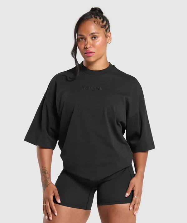 Discount Gymshark Embroidered Logo Oversized T-Shirt Black