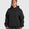 Discount Gymshark Embroidered Logo Oversized Hoodie Black