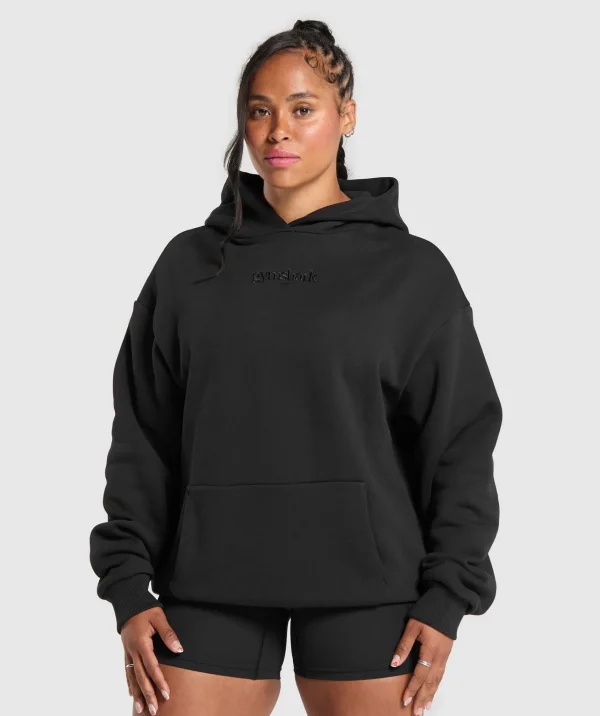 Discount Gymshark Embroidered Logo Oversized Hoodie Black