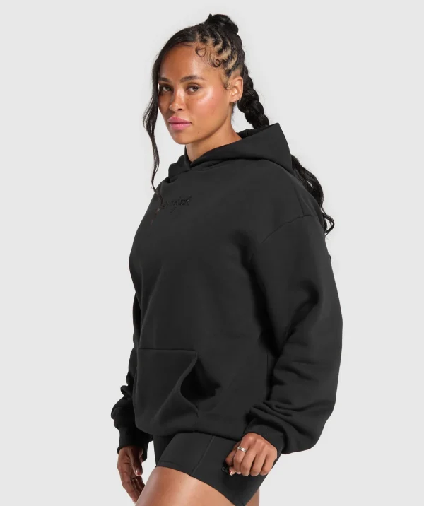 Discount Gymshark Embroidered Logo Oversized Hoodie Black