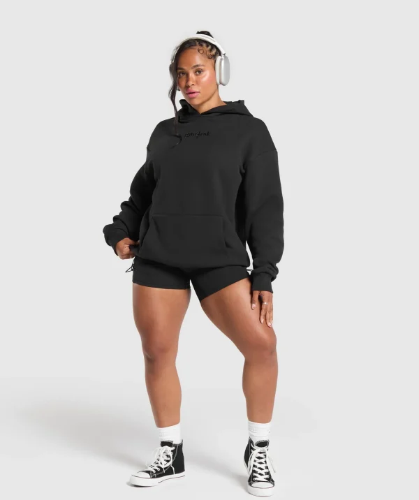 Discount Gymshark Embroidered Logo Oversized Hoodie Black