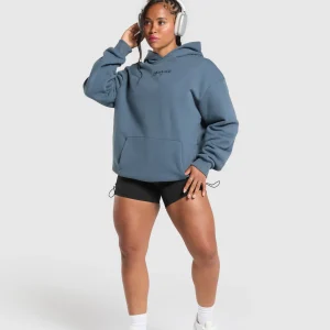 Fashion Gymshark Embroidered Logo Oversized Hoodie CargoBlue