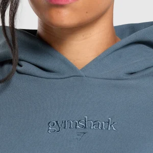 Fashion Gymshark Embroidered Logo Oversized Hoodie CargoBlue