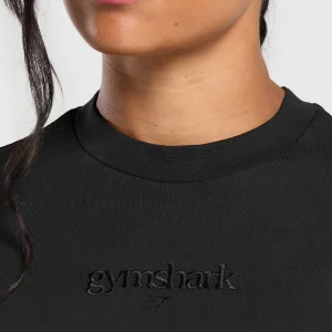 Discount Gymshark Embroidered Logo Oversized T-Shirt Black