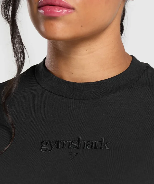 Discount Gymshark Embroidered Logo Oversized T-Shirt Black