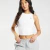 New Gymshark Essential Cotton Midi Tank White